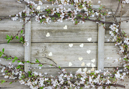 Grey Wood Wall Floral Spring Backdrops for Studio