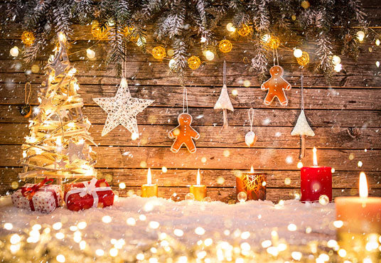 Light Christmas Tree Photography Backdrop Wood Background