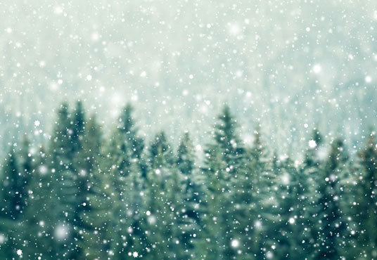 Snowflake Pine Green Winter Backdrop for Christmas