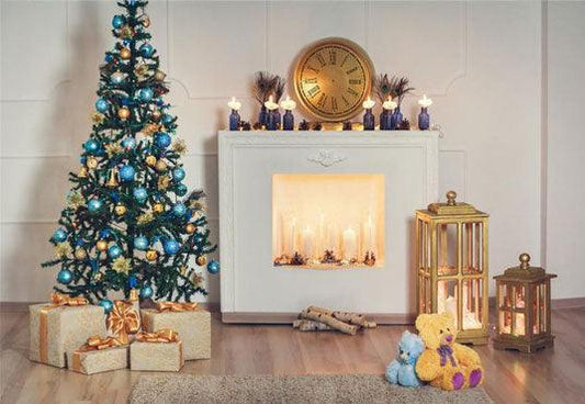 Christmas White Fireplace Backdrops