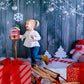 Grey Wood Wall Snowman Christmas Backdrop for Snowflake