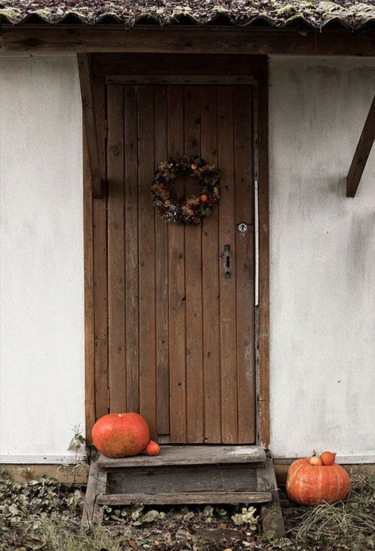 Wood Door Pumpkin Halloween Photo Backdrops Photography