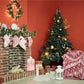 Red Christmas Brick Fireplace Photo Studio Backdrop