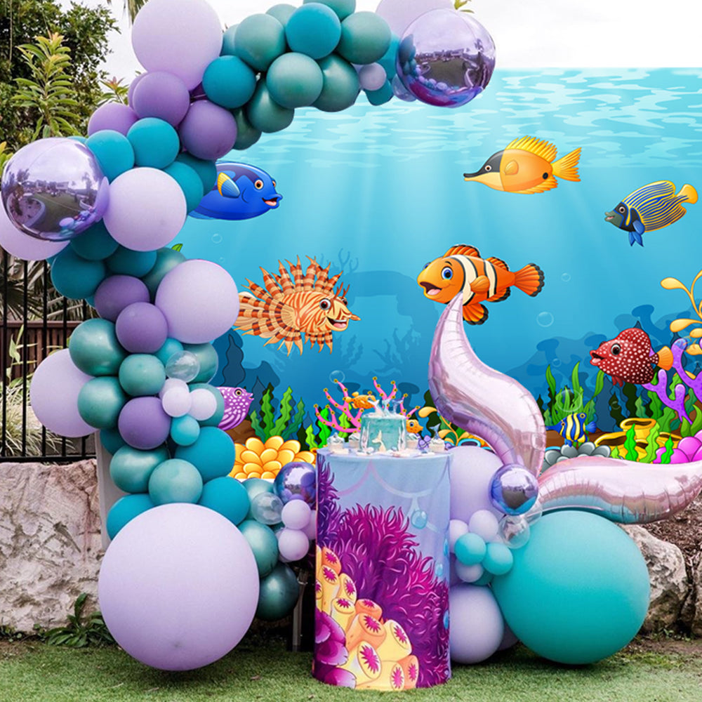 Underwater World Photo Backdrop Cartoon Fish Photography Background Bl –  Starbackdrop