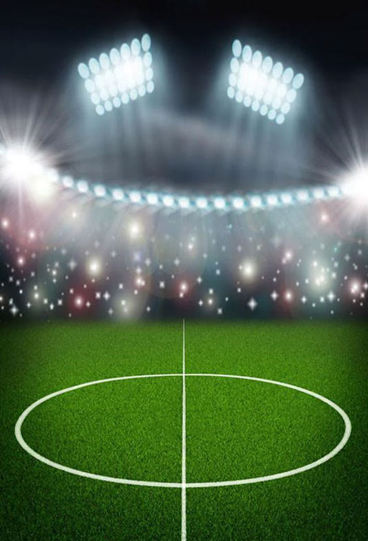 Green Grassland Bright Lights Backdrop Football Field  Sports Photography Background
