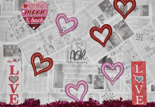 Newspaper Valentine's Day Love Backdrop for AGR Photography