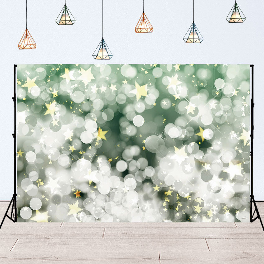 Green Abstract Polka Star Backdrop for Picture
