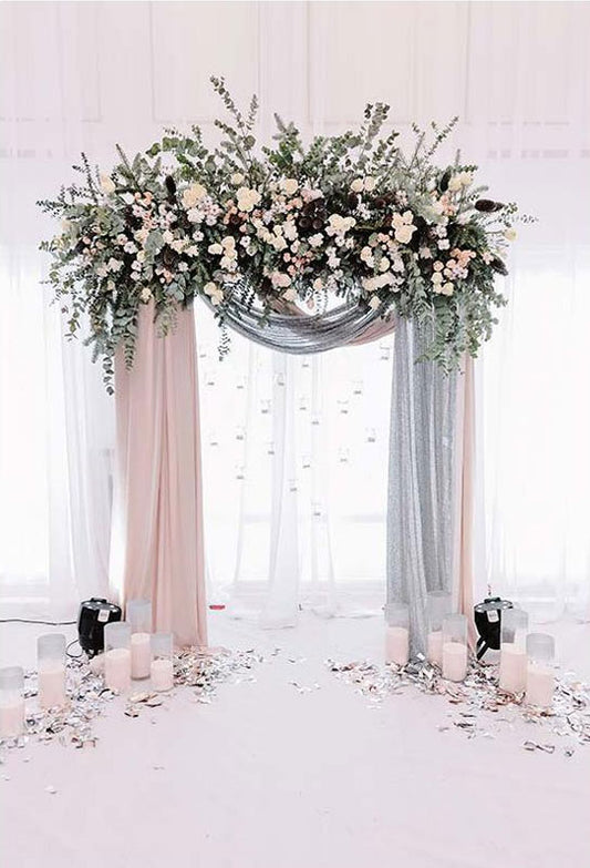Romantic Flower Curtain Door Background for Wedding Photography Backdrop