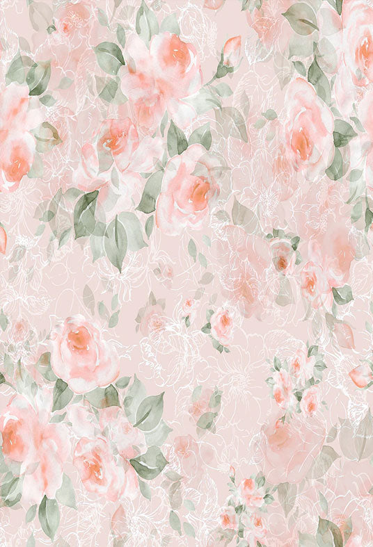 Water Pink Floral Green Leaves Spring Backdrops for Studio