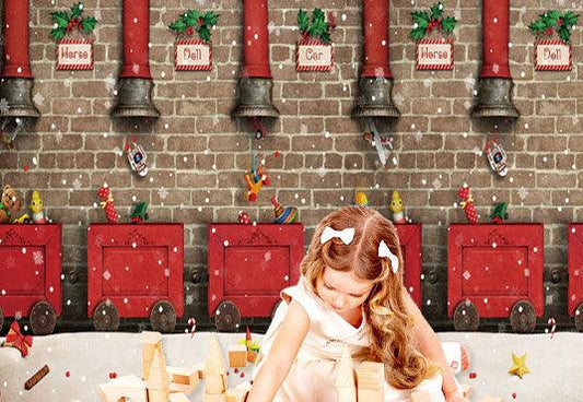 Brick Wall Red Chimney Christmas Backdrops