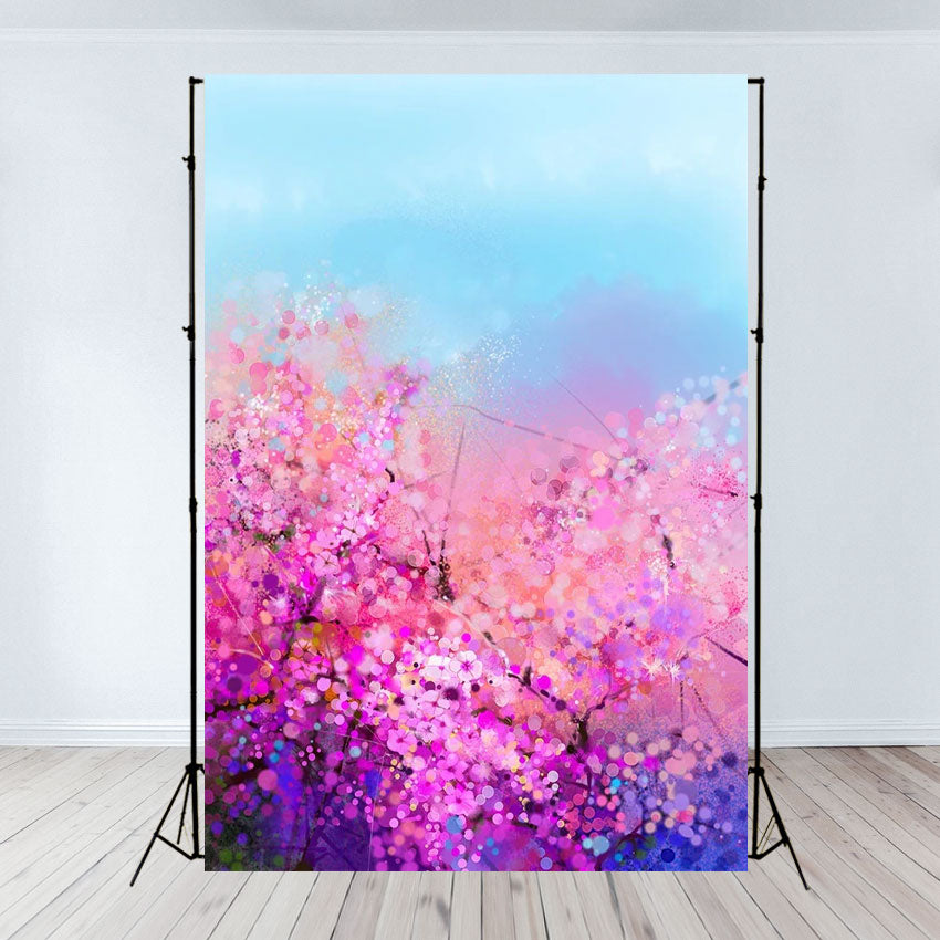 Pink Purple Abstract Floral Backdrop for Portrait
