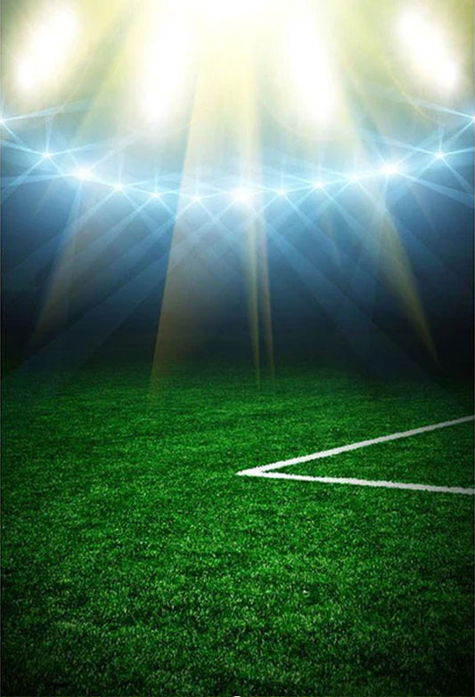 Sports Green Grassland Bright Lights Backdrop Football Field Photography Background