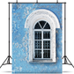 Blue Weathered Wall White Window Church Backdrop for Photography SBH0178