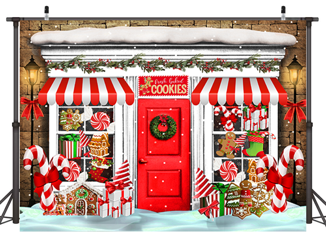 Candy Shop Decorated With Christmas Sweets Backdrop SBH0269