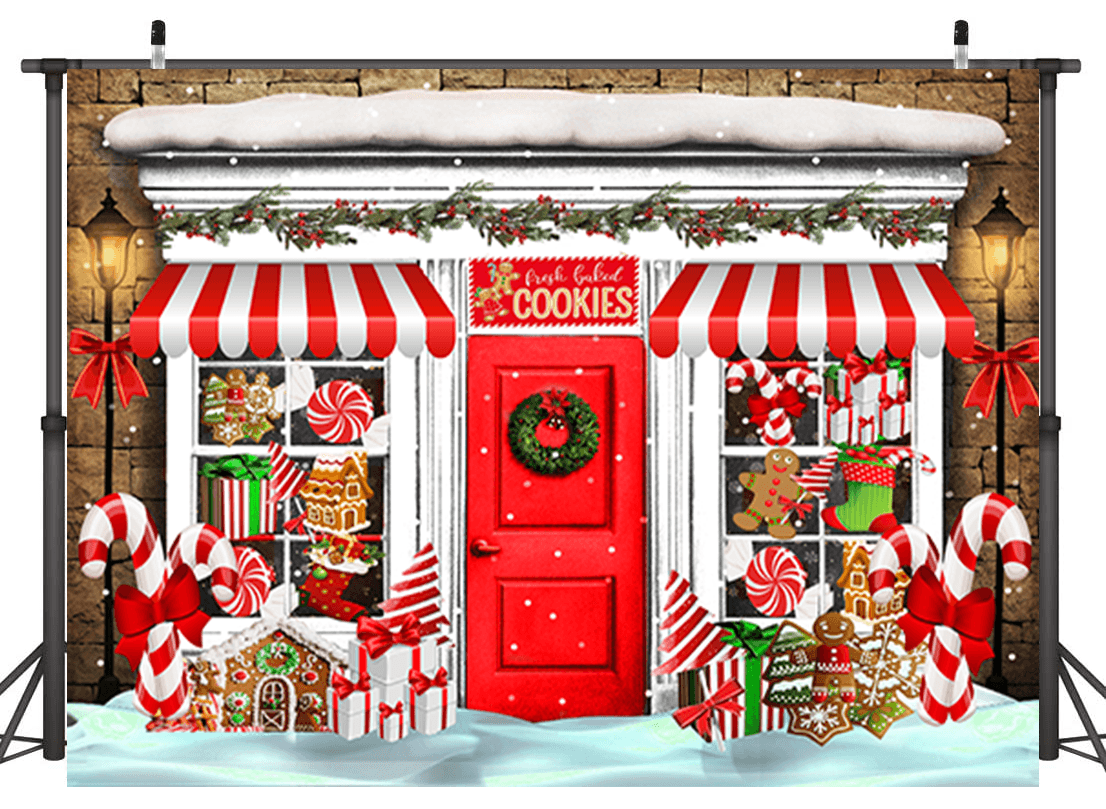 Candy Shop Decorated With Christmas Sweets Backdrop SBH0269 – Starbackdrop