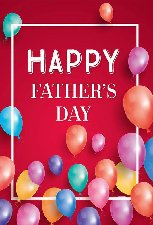 Happy Father's Day Background Colorful Balloons Decoration Red Photography Backdrop