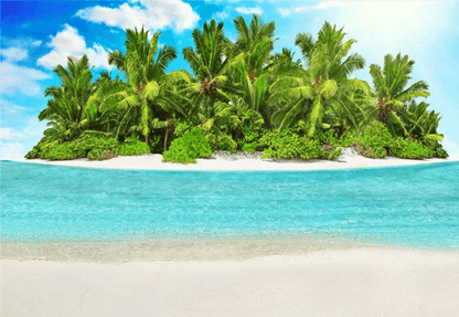 Beach Blue Sea Tropical Tree Backdrop for Photo Studio
