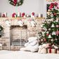 Brick Fireplace Bear Christmas Backdrops