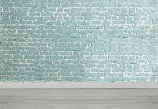 Cyan Brick Wall Wooden Floor Backdrop Photography Backgrounds