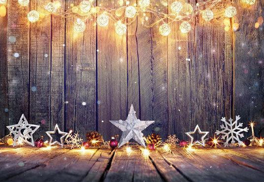 Wood Bright Christmas Snow Photo Backdrops