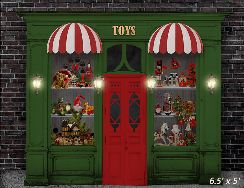 The Green Christmas Toy Shop Backdrop for Photography SBH0279