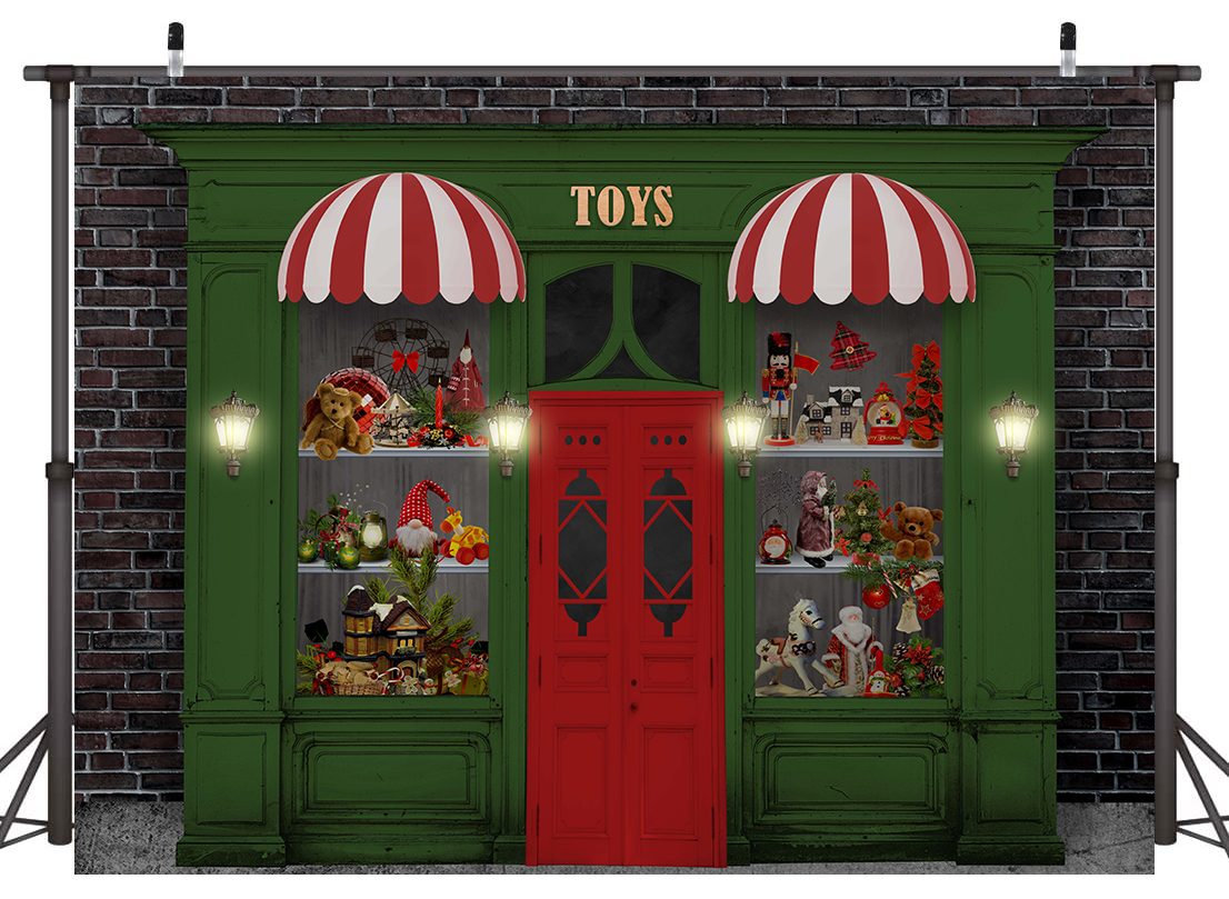 The Green Christmas Toy Shop Backdrop for Photography SBH0279