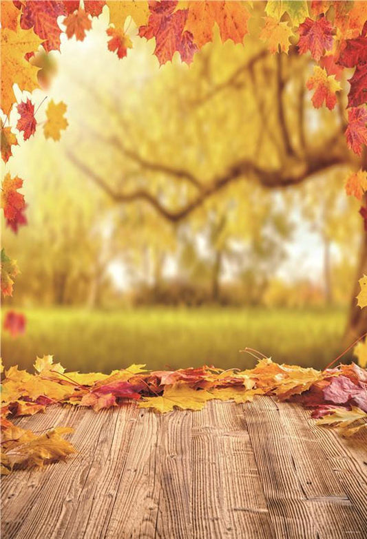 Fall Nature Maple Leaves Wood Photo Studio Backdrop