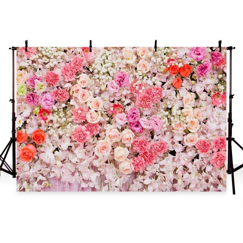 Colorful Flowers Wedding Valentine's Day Mother's Day Spring Floral Backdrops
