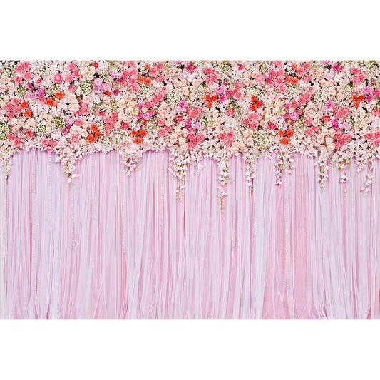 Pink Floral Wall Weddings Newborns Portraits Photography Backdrop