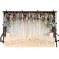 White Wedding Party Ceremony Curtain Floral Photography Backdrops