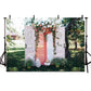 Romantic White Door With Flowers Backdrop for Weeding Ceremony Photograp