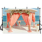 Beautiful Orange Curtain Pavilion Floral Decoration Backdrop for Seaside Wedding Ceremony Photography