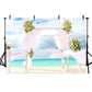 Seaside Beauty White Flowing Curtain Backdrop for Summer Sea Photography