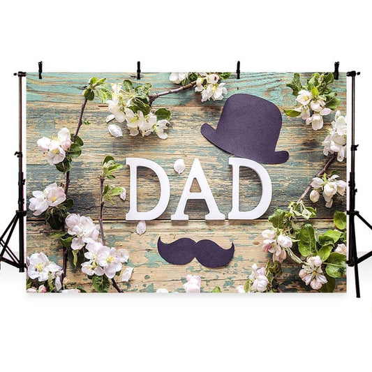 Father's Day Backdrop Wood Floor Flower Decoration Photography Background