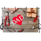 Happy Father' Day Backdrop Red Heart Brown Wood Floor Photography Background