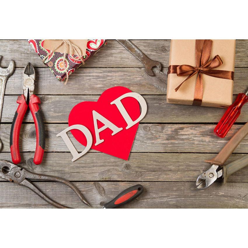 Happy Father' Day Backdrop Red Heart Brown Wood Floor Photography Background