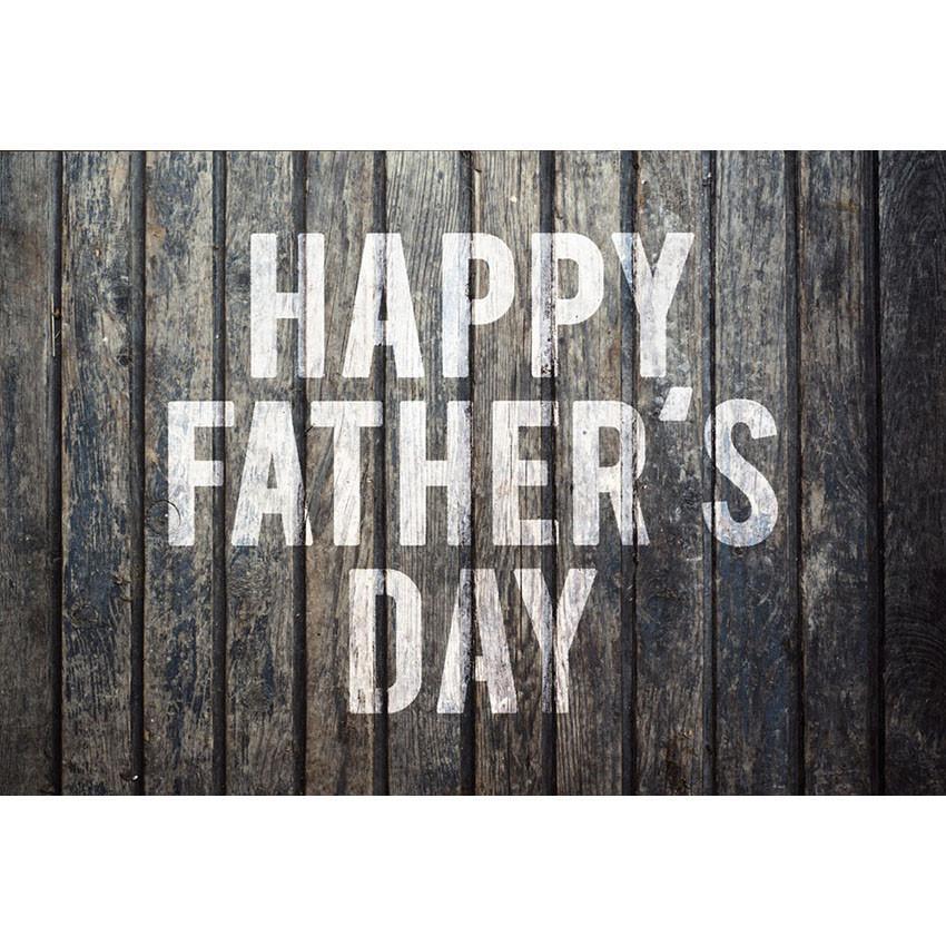 White Happy Father's Day Backdrop Dark Wood Floor Photography Background