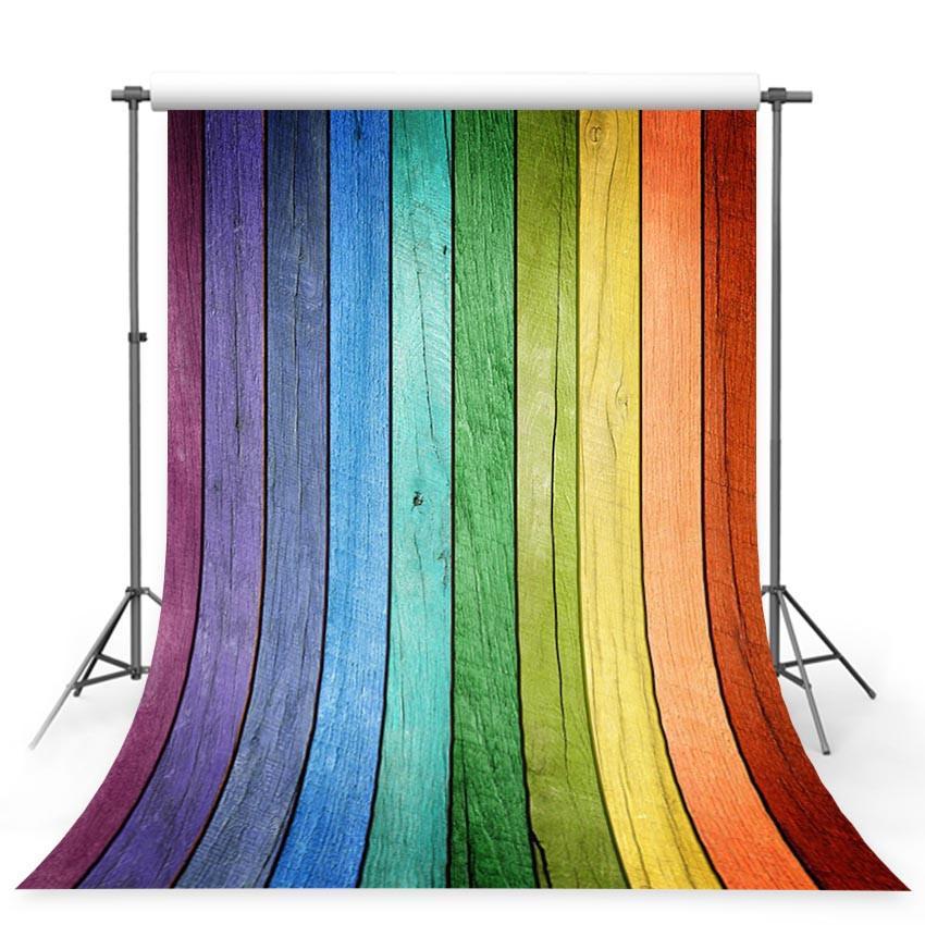 Colorful Backdrop Rainbow Wooden Board Photography Background