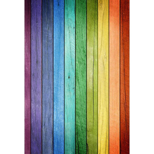 Colorful Backdrop Rainbow Wooden Board Photography Background