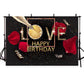 Beautiful Red Petals Golden Love Pattern Backdrop for Birthday Party Background