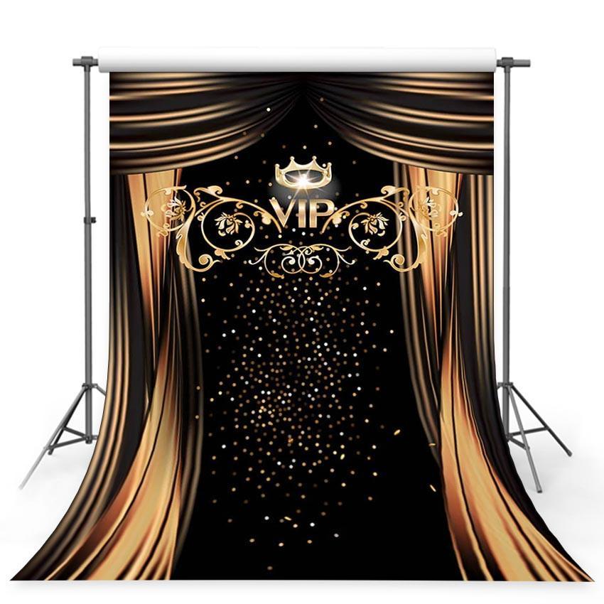 Golden Glitter VIP Flowing Curtain Pattern Hollywood Backdrops for Party Photography