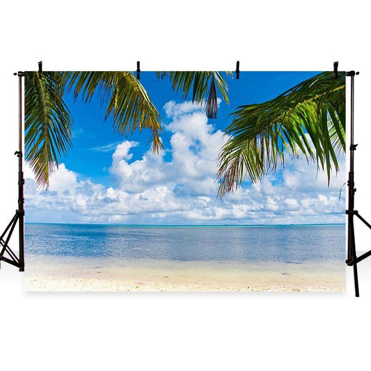 Sea and Beach Blue Sky Landscape Backdrop for Summer Sea Theme Background