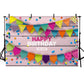Colorful Flags Pink Wood Wall Backdrops for Birthday Party Photography