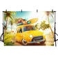 Seaside Sunshine Yellow Car Backdrops Sea Summer Photography Background