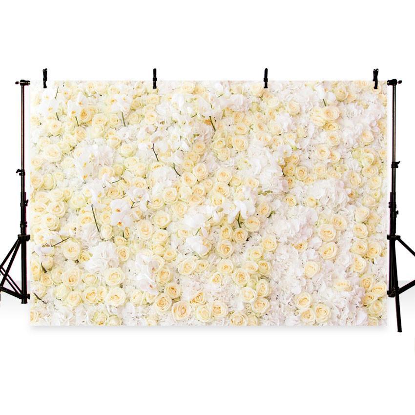 White Yellow Flower Wall Backdrop for Weeding Party Photography