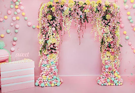 Pink Flower Decoration Photography Backdrops Wedding Party Background