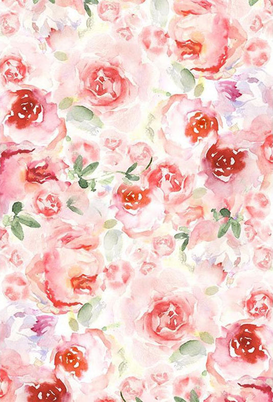 Watercolor Pink Flowers Background Printed Floral Photography Backdrop