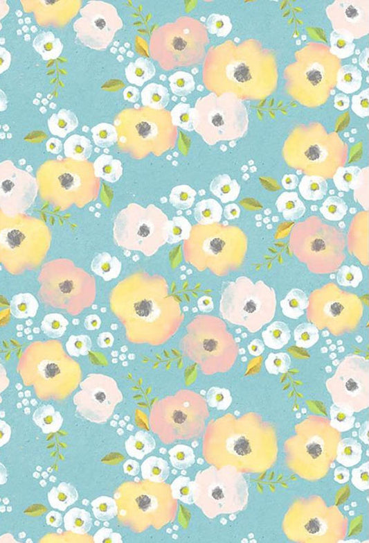 Watercolor Yellow White Flowers Background  Floral Blue Photography Backdrop