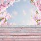 Pink Peach Blossom Backdrop Wood Floor Photography Background