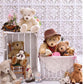 Big Bear And Little Bear Before Flower Pattern Wall Backdrop for Photography